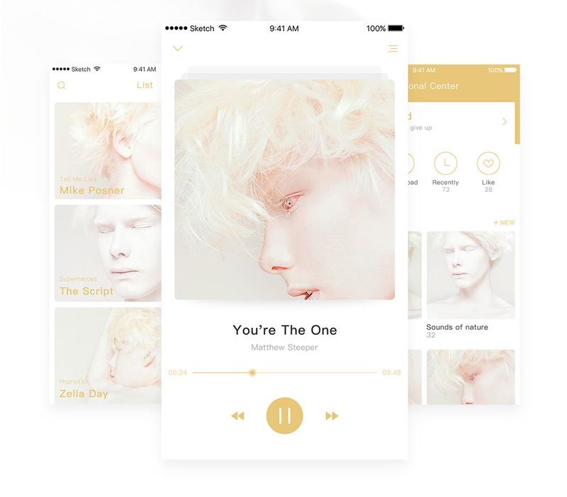 五个音乐app界面设计颜色搭配